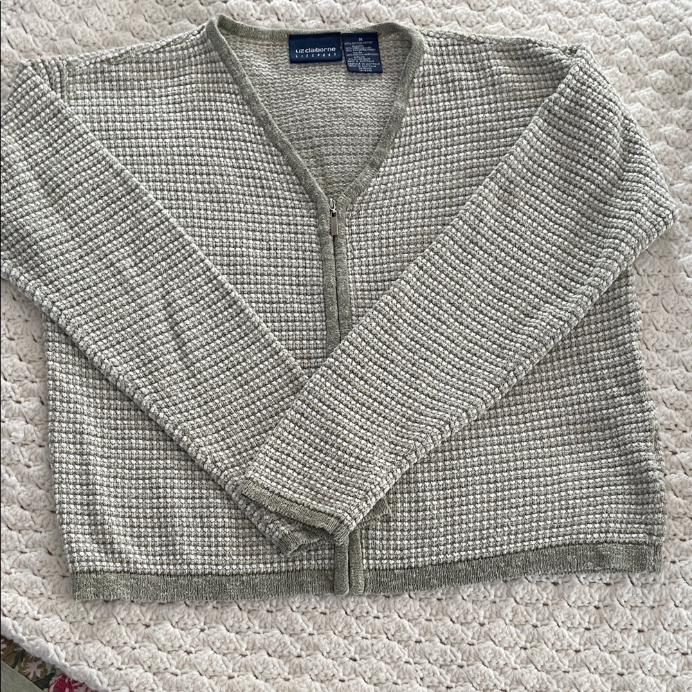 Liz Claiborne Textured Green Cardigan